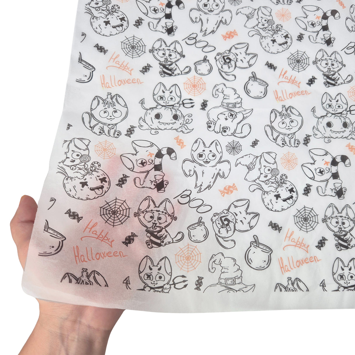 tissue paper Witchy Cats, texture and transparency, 17gsm – size 50x75cm