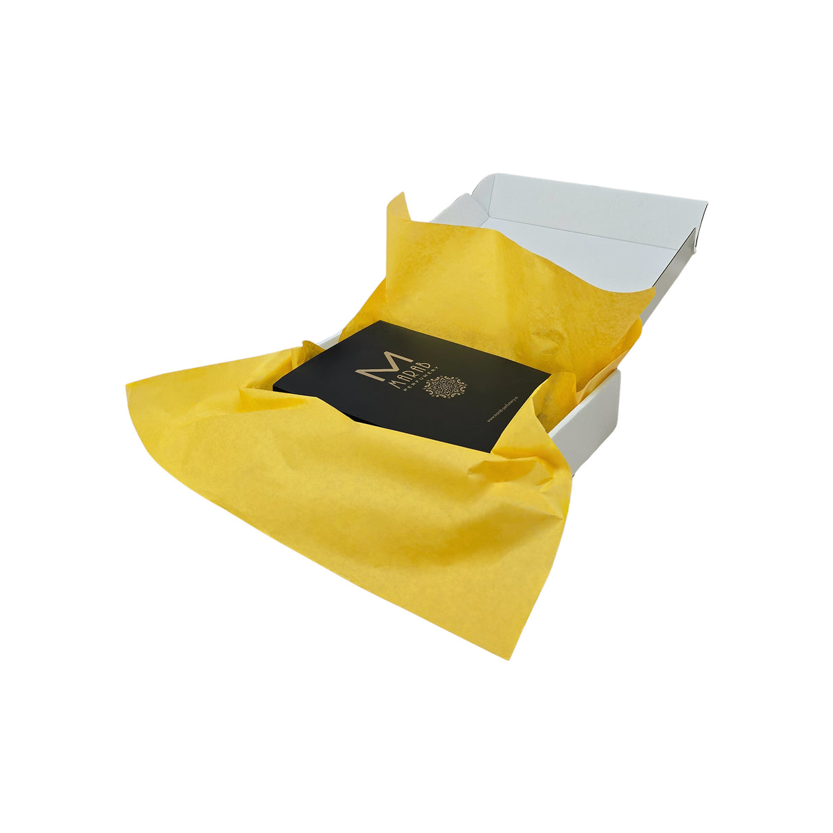 Plain tissue paper yellow, arranged in a transport box, 28gsm – size 50x75cm