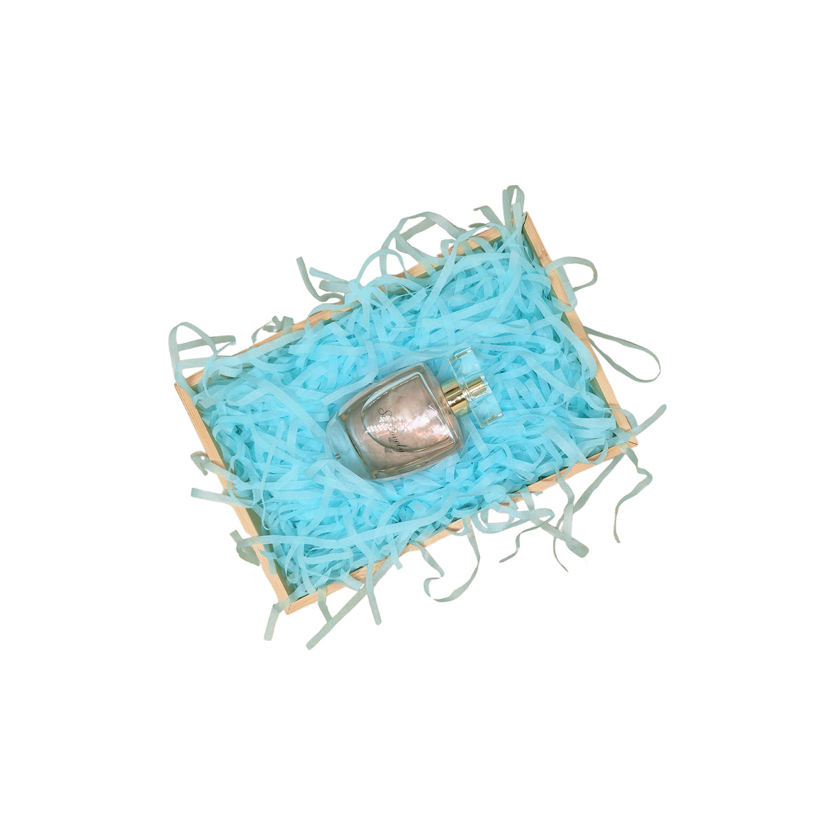 Arctic blue tissue paper filling presented in a natural gift box