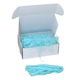 Arctic Blue tissue shred filler displayed in a white gift box