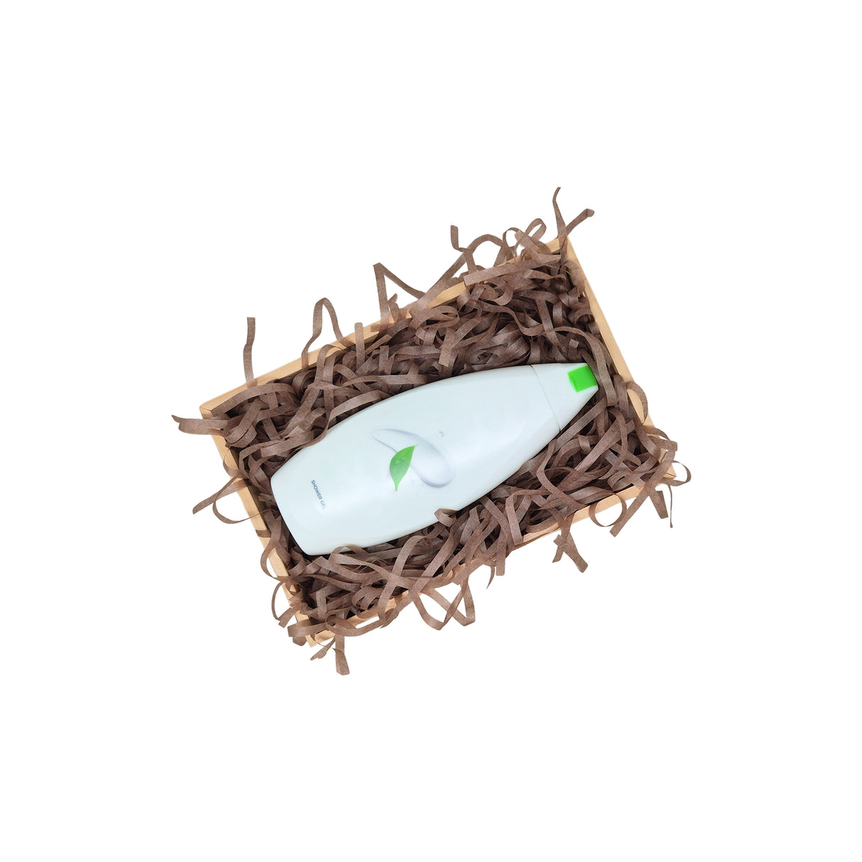 Brown tissue paper filling presented in a natural gift box