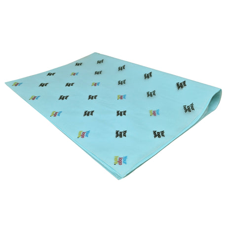 Custom tissue paper arctic-blue, ream of folded sheets 17gsm – size 50x75cm