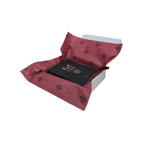 Custom tissue paper burgundy, arranged in a transport box, 28gsm – size 50x75cm