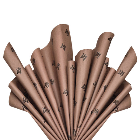 Custom tissue paper brown, fan arrangement, 28gsm – size 50x75cm