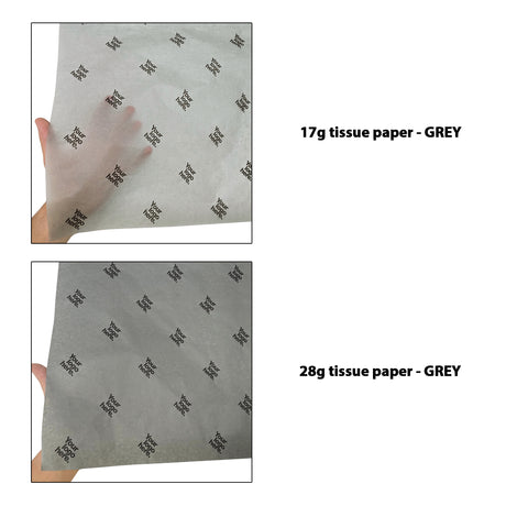 Custom tissue paper grey,ream of folded sheets 17gsm – size 50x75cm