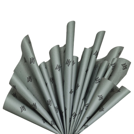 Custom tissue paper grey, fan arrangement, 28gsm – size 50x75cm