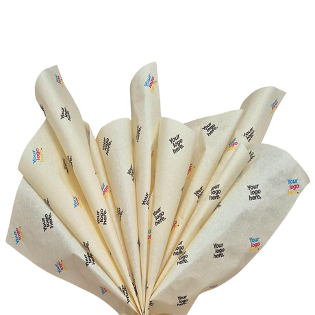 Custom tissue paper ivory, fan arrangement, 28gsm – size 50x75cm