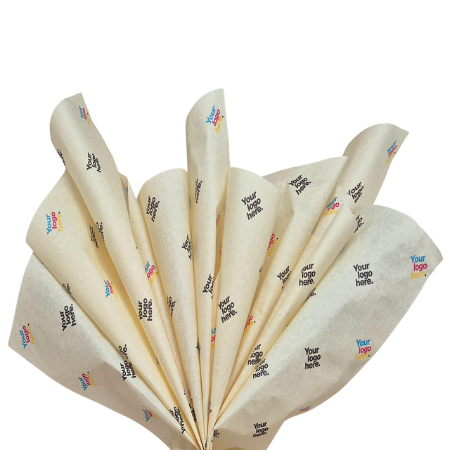 Custom tissue paper ivory, fan arrangement, 28gsm – size 50x75cm