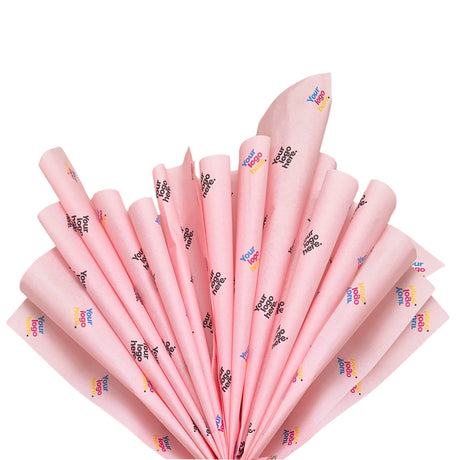 Custom tissue paper pale-pink, fan arrangement, 28gsm – size 50x75cm