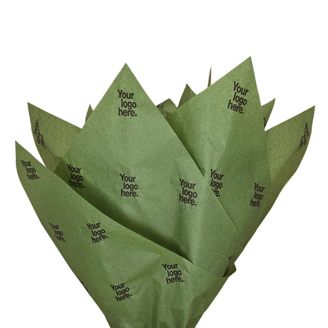 Custom tissue paper olive-green, fan arrangement, 17gsm – size 50x75cm