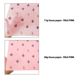 Custom tissue paper light-pink, 17gsm vs 28gsm transparency comparison, size 50x75cm