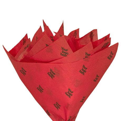 Custom tissue paper red, fan arrangement, 17gsm – size 50x75cm