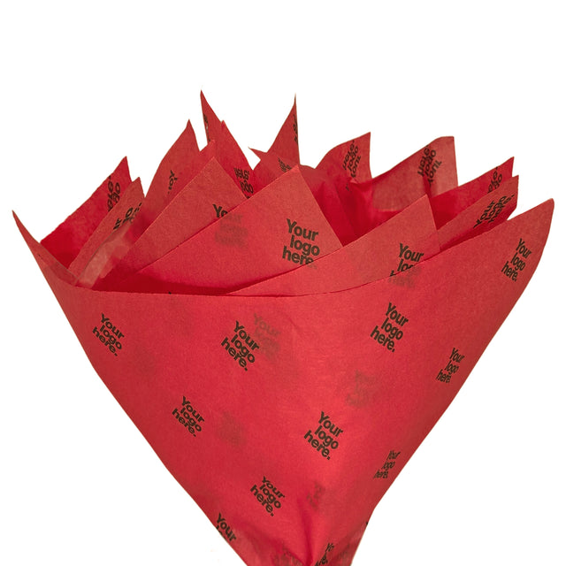 Custom tissue paper red, fan arrangement, 17gsm – size 50x75cm
