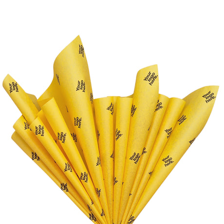 Custom tissue paper yellow, fan arrangement, 28gsm – size 50x75cm