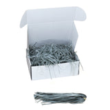 Grey tissue shred filler displayed in a white gift box