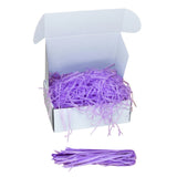 Lavandel tissue shred filler displayed in a white gift box