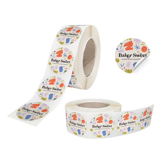 Personalized sticker roll – round stickers for packaging