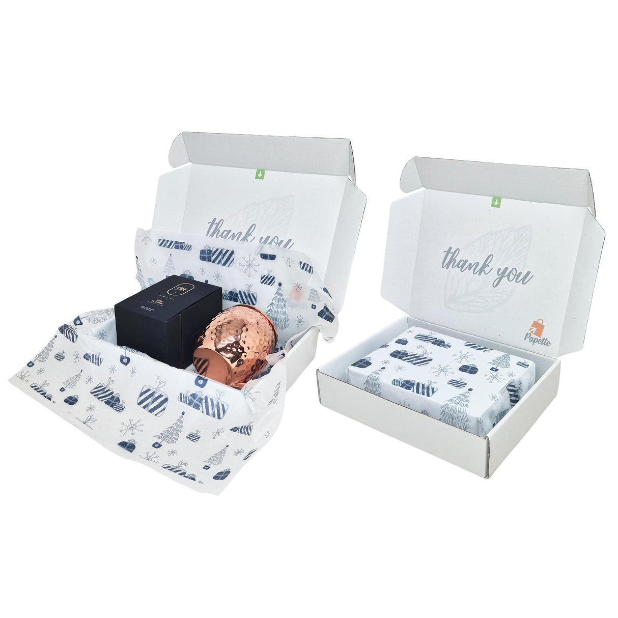 Shipping box + Blue Snow Glow Christmas, tissue paper 28gsm - size 50x75cm