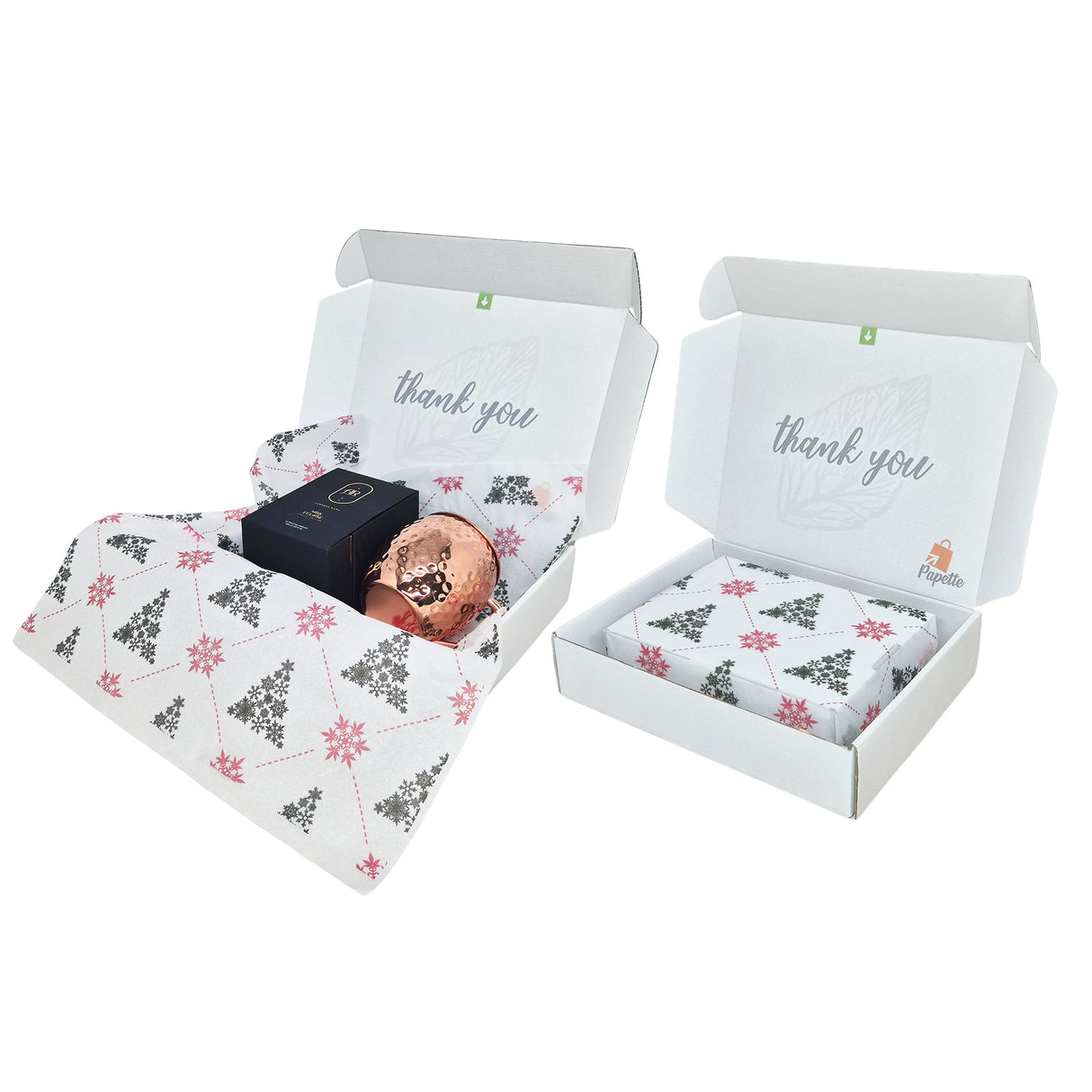 Shipping box + Festive Trees Christmas, tissue paper 28gsm - size 50x75cm