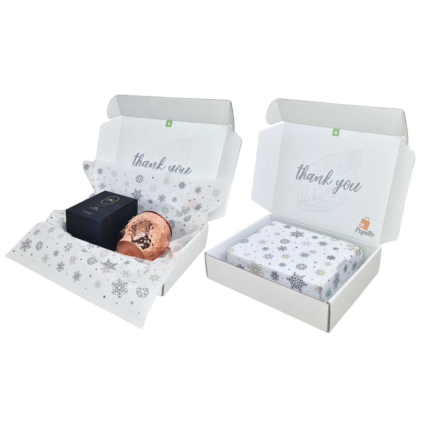 Shipping box + Snowflakes & Sparkles Christmas, tissue paper 17gsm - size 50x75cm