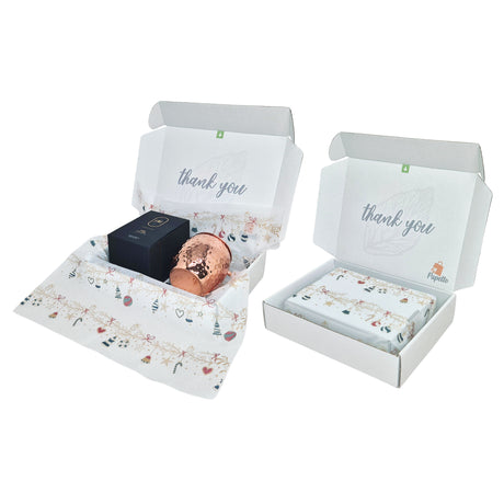 Shipping box + Tinsel Tales Christmas, tissue paper 28gsm - size 50x75cm