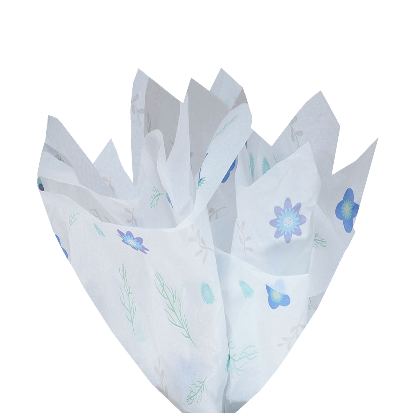 Tissue paper Blue Meadow, fan arrangement, 17gsm – size 50x75cm