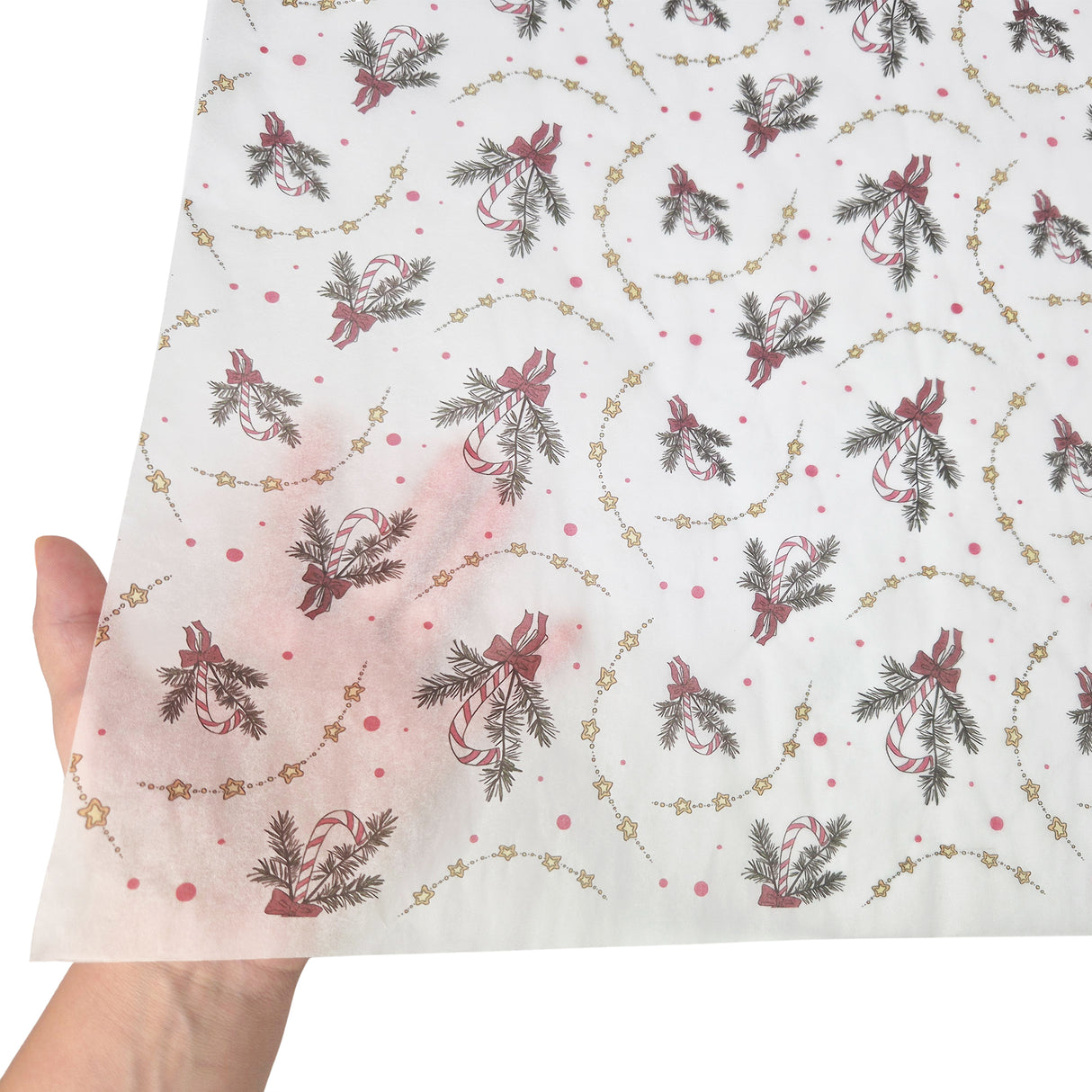 Tissue paper Candy Cane Swirl Christmas, texture and transparency, 17gsm – size 50x75cm