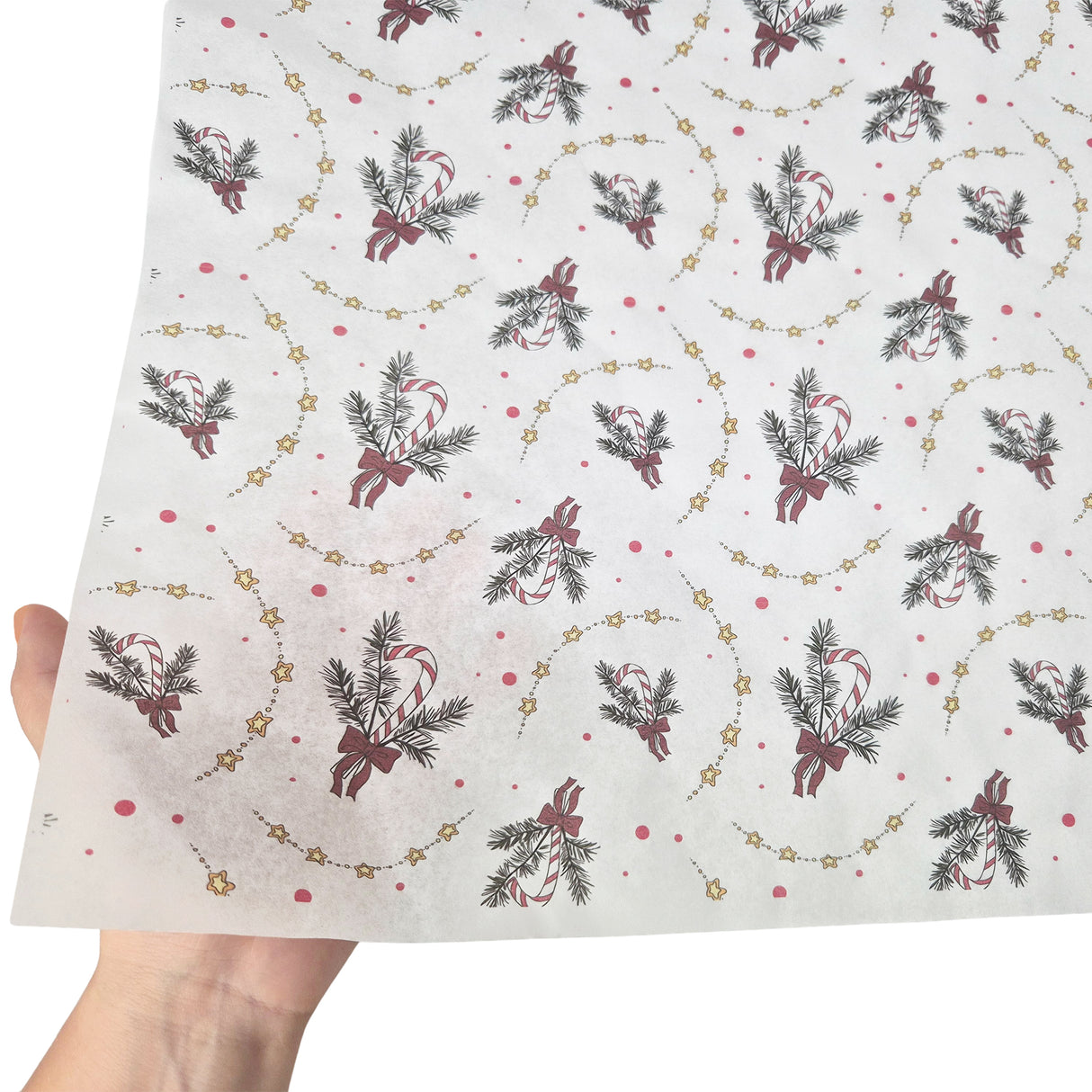 Tissue paper Candy Cane Swirl Christmas, texture and transparency, 28gsm – size 50x75cm