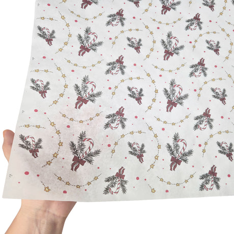 Tissue paper Candy Cane Swirl Christmas, texture and transparency, 28gsm – size 50x75cm