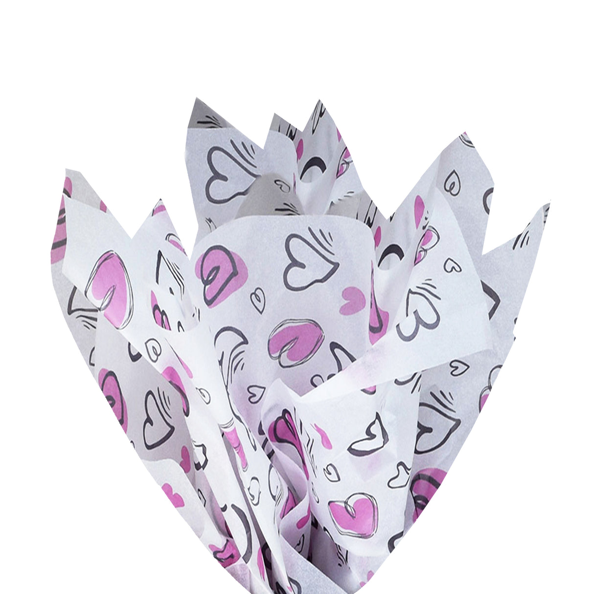 Tissue paper Flying Hearts, fan arrangement, 17gsm – size 50x75cm