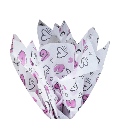 Tissue paper Flying Hearts, fan arrangement, 17gsm – size 50x75cm