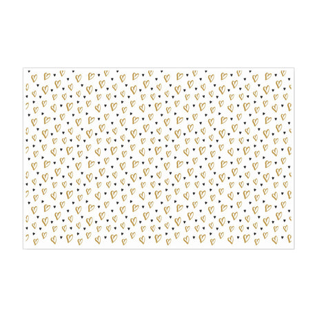 Tissue paper Golden Hearts, open sheet, 17gsm – size 50x75cm