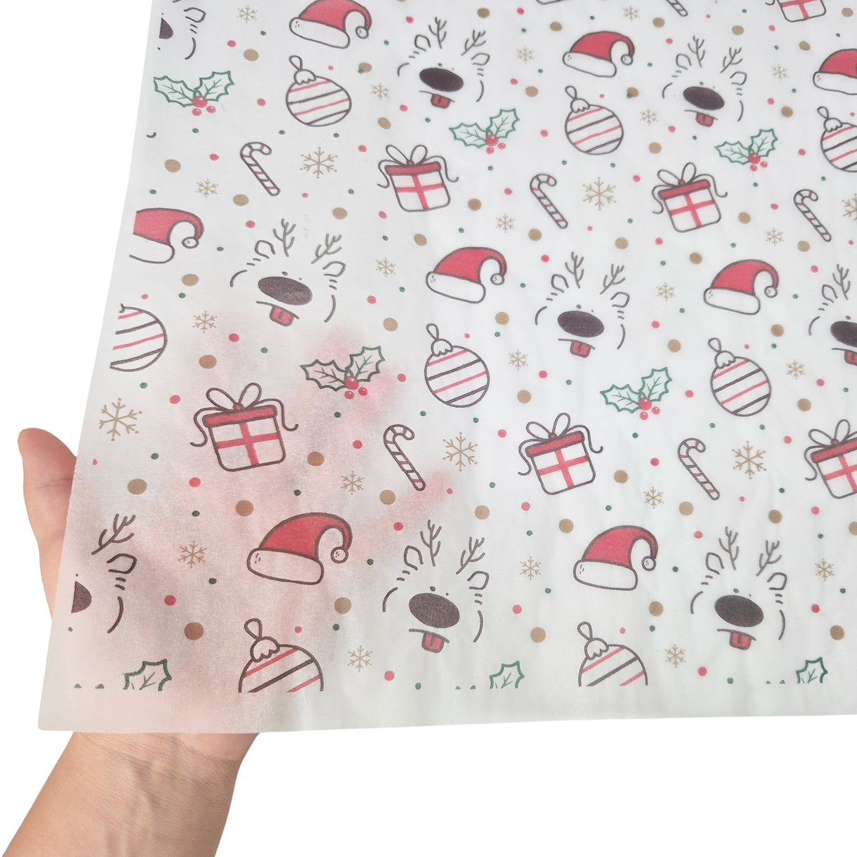 Tissue paper Jolly Reindeer Christmas, texture and transparency, 17gsm – size 50x75cm