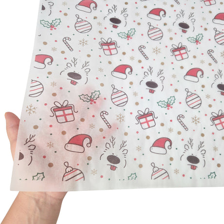 Tissue paper Jolly Reindeer Christmas, texture and transparency, 17gsm – size 50x75cm