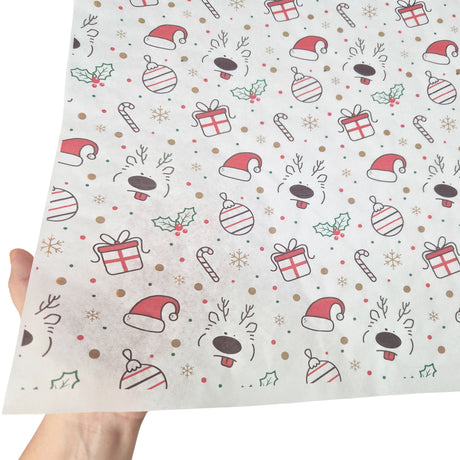 Tissue paper Jolly Reindeer Christmas, texture and transparency, 28gsm – size 50x75cm