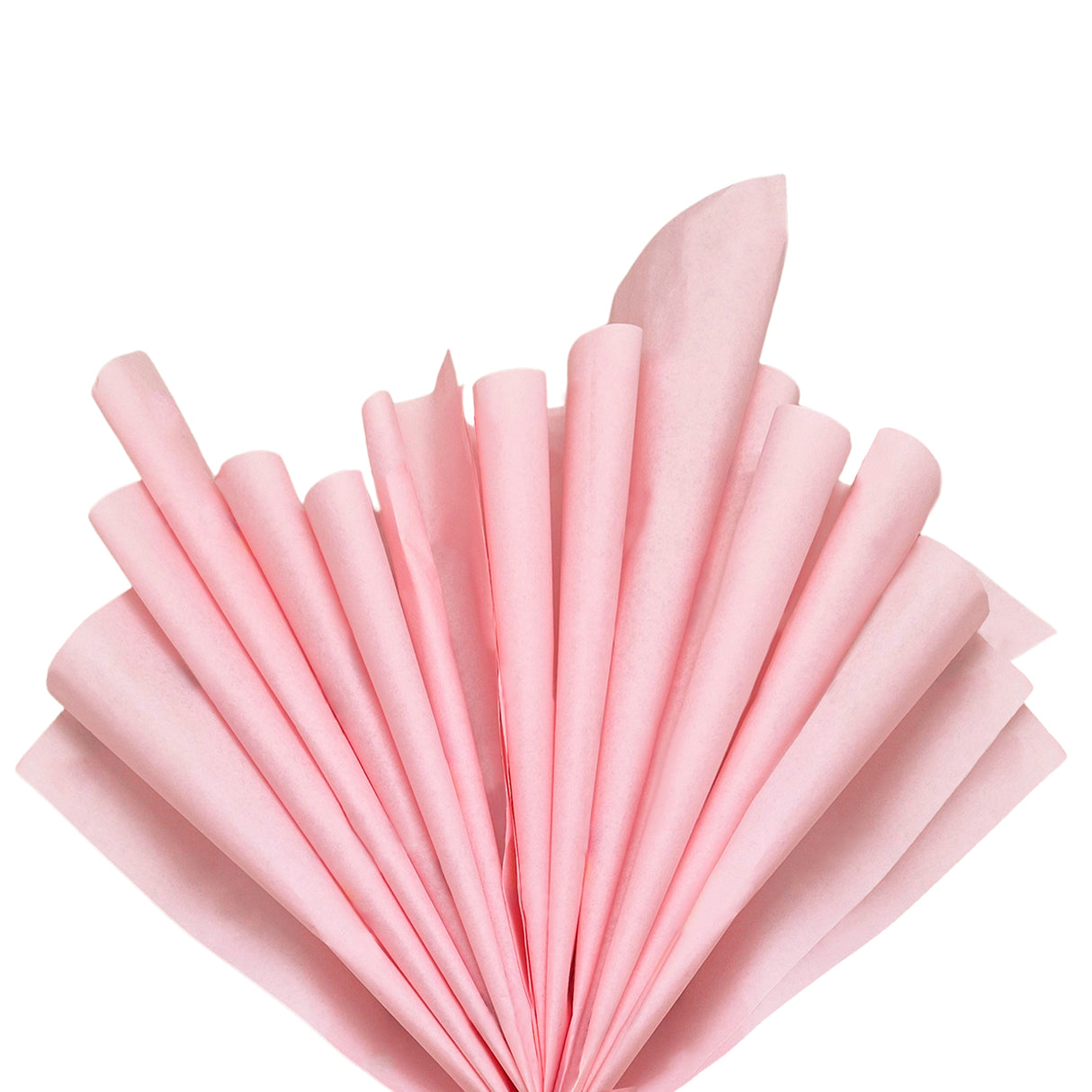 Plain tissue paper pale-pink, fan arrangement, 28gsm – size 50x75cm