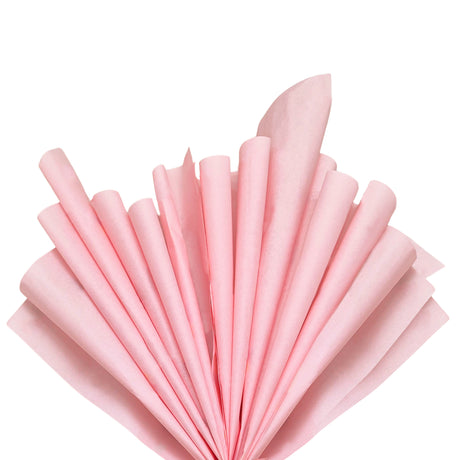 Plain tissue paper pale-pink, fan arrangement, 28gsm – size 50x75cm