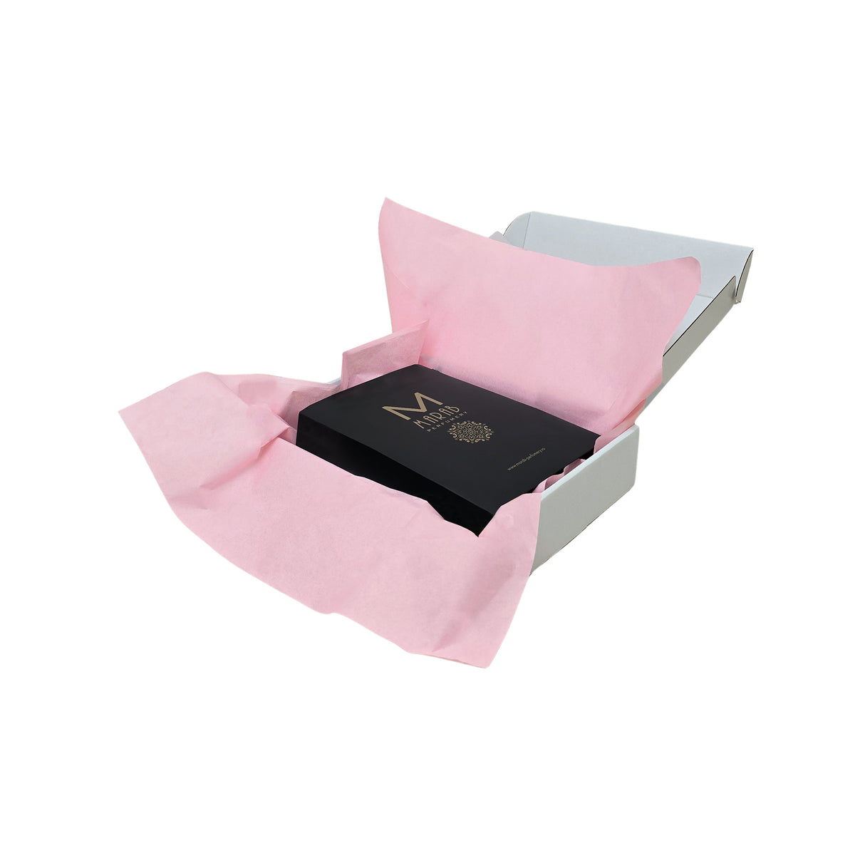 Plain tissue paper pale-pink, arranged in a transport box, 28gsm – size 50x75cm