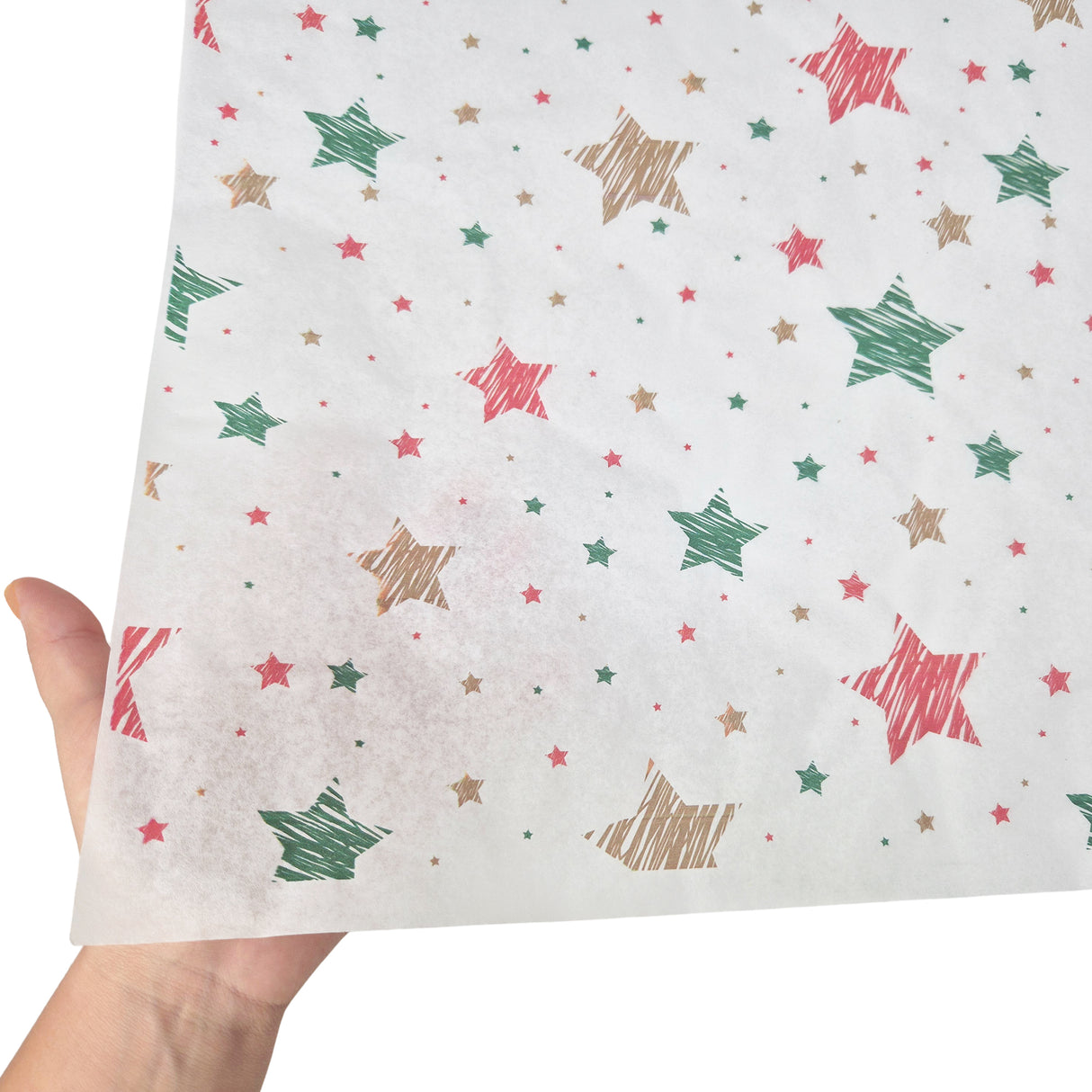Tissue paper Merry Mix Stars Christmas, texture and transparency, 28gsm – size 50x75cm