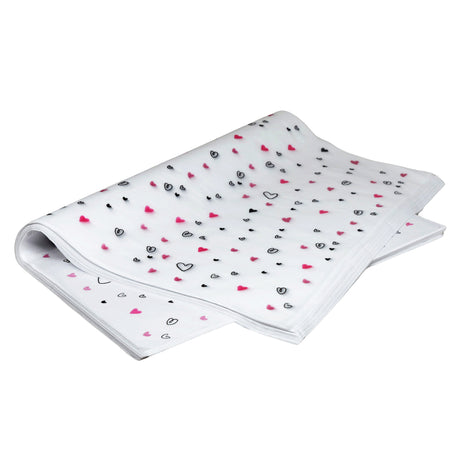 Tissue paper Mini Hearts, ream of folded sheets 17gsm – size 50x75cm