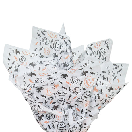 Tissue paper Party Skulls & Pumpkins, fan arrangement, 17gsm – size 50x75cm