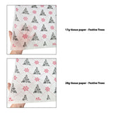 Tissue pattern paper Christmas Festive Trees 17 g/m² vs 28 g/m² transparency comparison, size 50x75cm