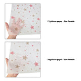 Tissue pattern paper Christmas Star Parade 17 g/m² vs 28 g/m² transparency comparison, size 50x75cm