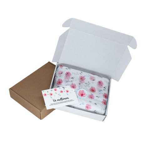 Tissue paper Peony Mist, in shipping box with sticker and thank you card, 17gsm – size 50x75cm