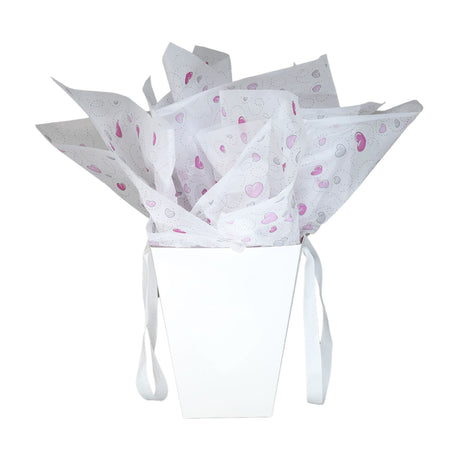 Tissue paper Pink Heart Trails, placed in a paper bag, 17gsm – size 50x75cm