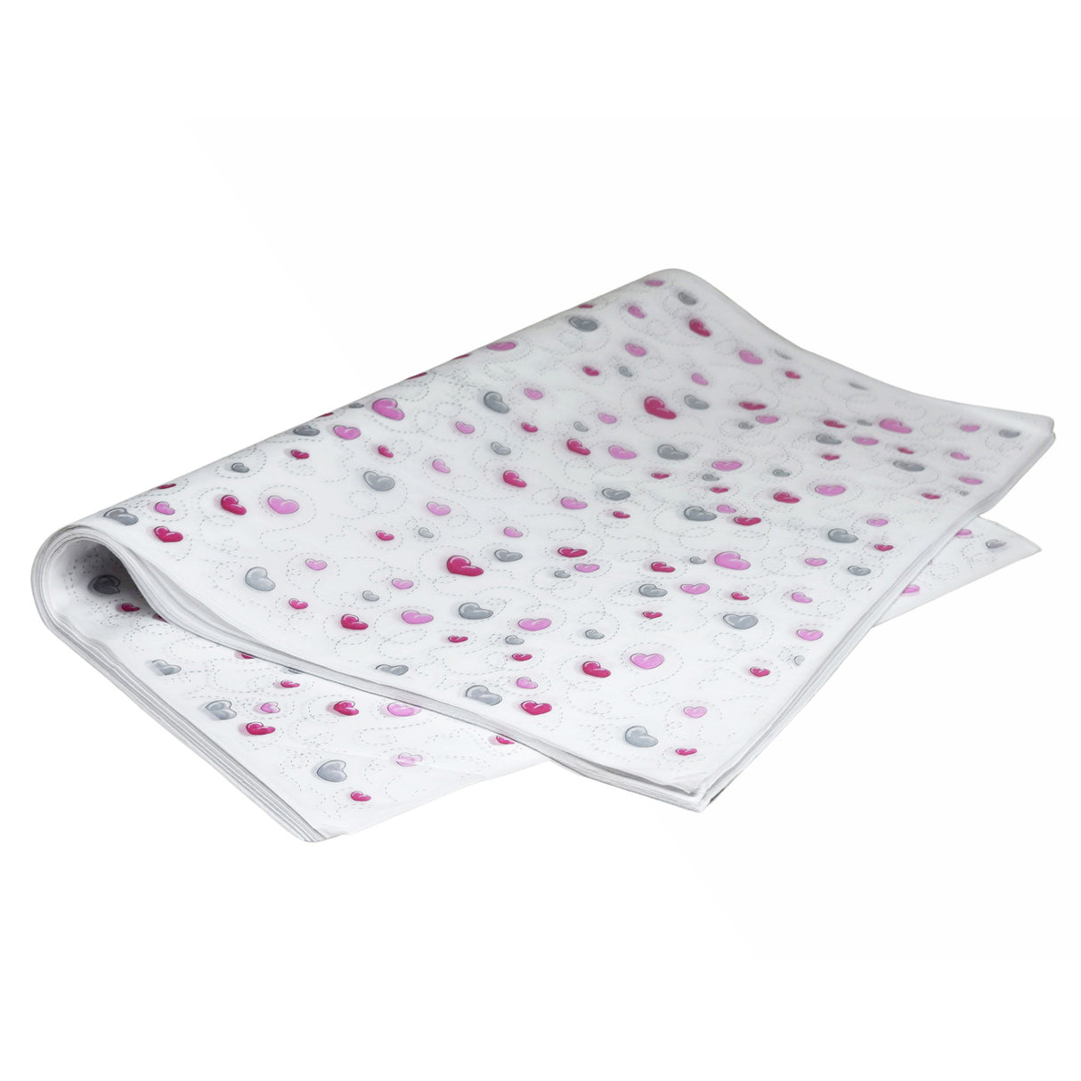 Tissue paper Pink Heart Trails, ream of folded sheets 17gsm – size 50x75cm