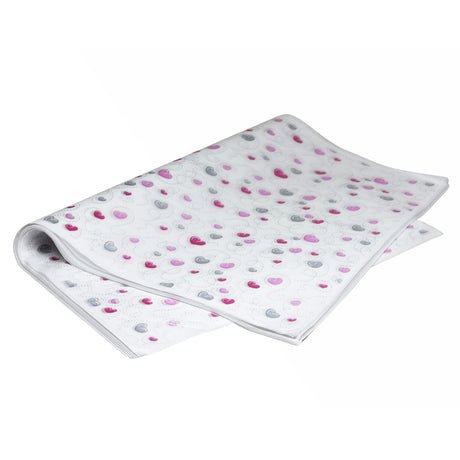 Tissue paper Pink Heart Trails, ream of folded sheets 17gsm – size 50x75cm