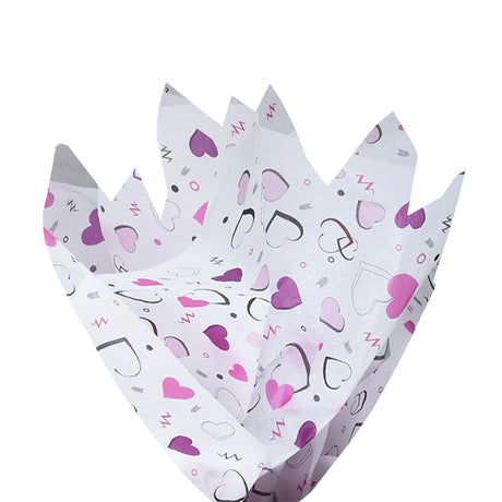 Tissue paper Pop Hearts, fan arrangement, 17gsm – size 50x75cm
