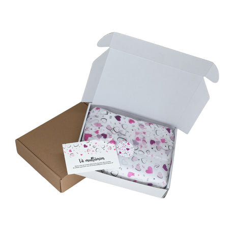 Tissue paper Pop Hearts, in shipping box with sticker and thank you card, 17gsm – size 50x75cm