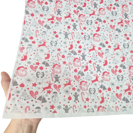 Tissue paper Santa Party Christmas, texture and transparency, 28gsm – size 50x75cm